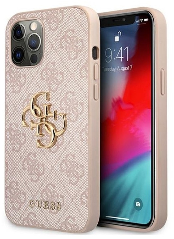 Guess 4G Big Metal Logo - Etui iPhone 12 / iPhone 12 Pro różowy GUHCP12M4GMGPI