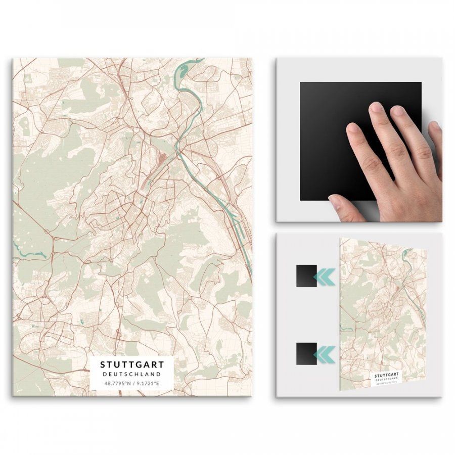 Pix4home Plakat metalowy Mapa Vintage Stuttgart M POS-M-03201
