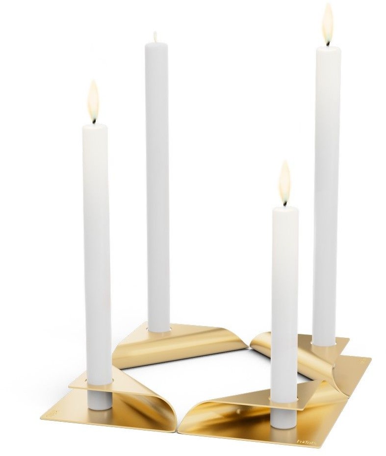 Höfats Zestaw świeczników SQUARE CANDLE Höfats złote 4 szt.