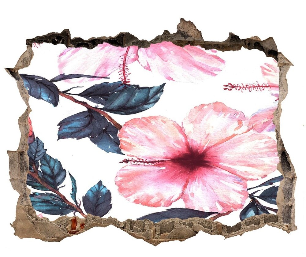 Wallmuralia.pl Naklejka 3D dziura na ścianę Kwiaty hibiskusa