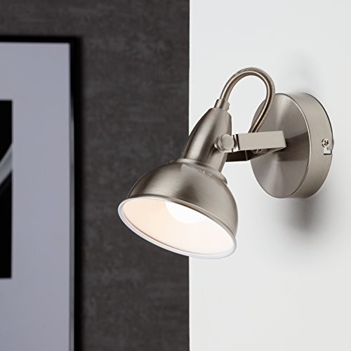 Briloner Leuchten 2049  012 A + + to E, reflektor z obrotową i ruchomą Spot w stylu retro/vintage wzór na ścianę, 40 W, metalowy, E14, satyna Biały, 15.6 x 10 x 15.6 cm 2049-012