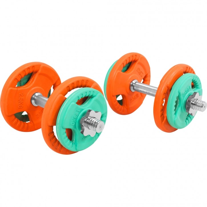 Gorilla Sports Zestaw gryfy do hantli obciążenia gumowane z uchwytem 20kg (100756-00009-0025)