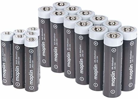 Maplin Maplin Bardzo długa żywotność Hi-Performance baterie alkaliczne pudełko 12 x AAA + 6 x AAA - opakowanie przyjazne dla środowiska L4047X18