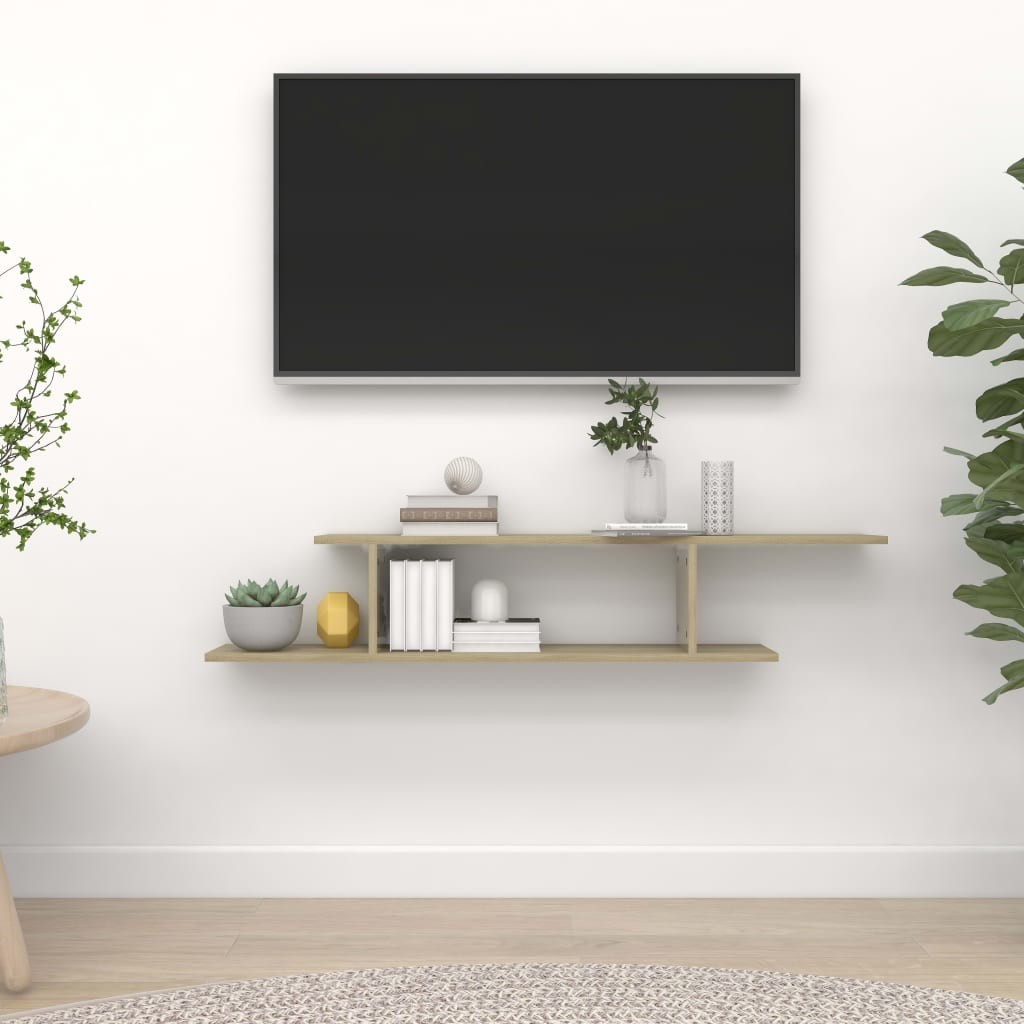 VidaXL Lumarko Wisząca półka na TV, dąb sonoma, 125x18x23 cm, płyta wiórowa