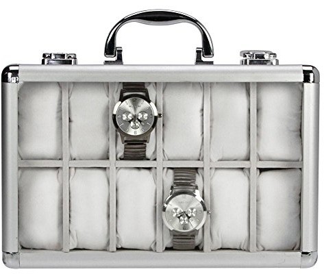 Safe SAFE 2652 Zegar walizka z aluminium na 12 zegarków, wewnętrzna z aksamitu Biały 2652