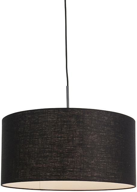 QAZQA Lampa wisząca czarna klosz czarny 50cm - Combi