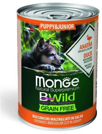 Monge BWild GF Puppy karma dla szczeniąt kaczka 400 g