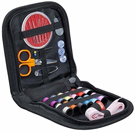 Relaxdays mini zestaw do szycia z 34 częściami, w zestawie przybory do szycia, przenośny, w podróży lub w domu, wys. x szer. x gł. 10024087