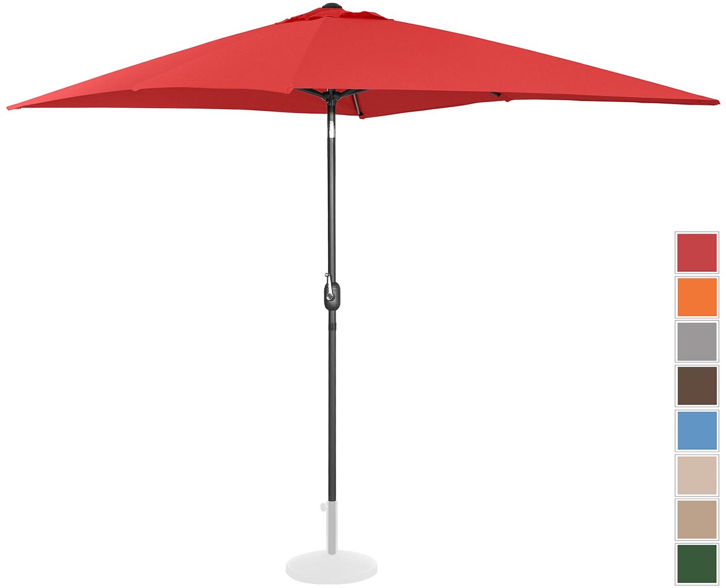 Uniprodo Parasol ogrodowy stojący - 200 x 300 cm - odchylany - czerwony UNI_UMBRELLA_TSQ2030RE UNI_UMBRELLA_TSQ2030RE