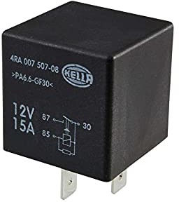 HELLA 4RA 007 507-081 Przekaźnik, prąd pracy - 12V - 4- biegunowy - Schemat połączeń: X - Wtyczki: X - Zestyk zwierny - Kolor: czarny - bez łącznika 4RA 007 507-081