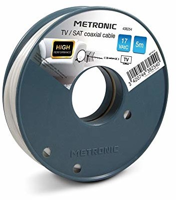 Metronic 438254 - kabel koncentryczny (5 m, czarny, 0,8 GHz, 17 dB, 6,8 mm, 1 sztuka (e)) 438254