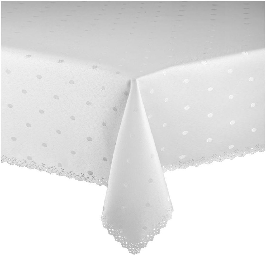 Haft Obrus na stół DOT 140 x 250 cm biały
