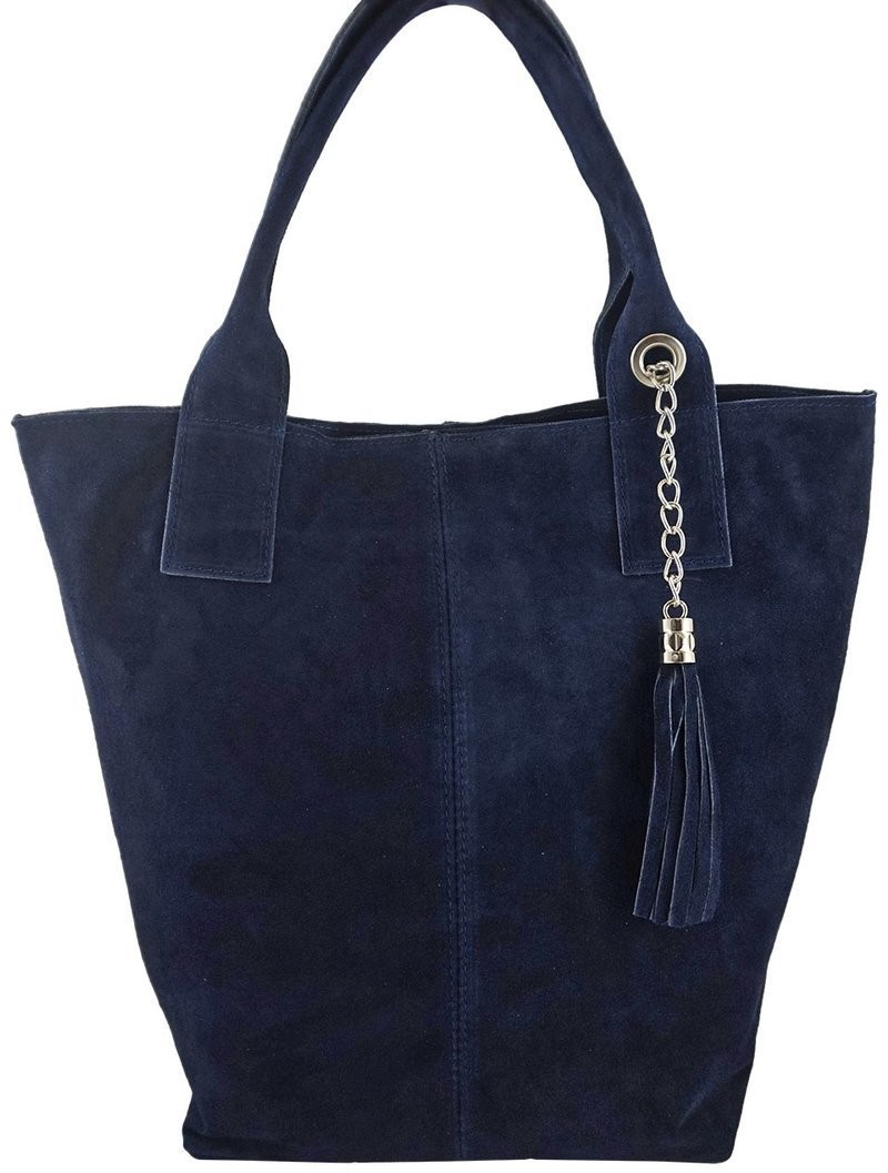 Barberini's Shopper bag - torebka damska zamszowa - Granatowa 375/8-4