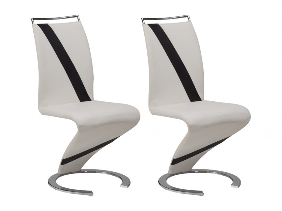Vente-Unique Komplet 2 krzeseł TWIZY - Materiał skóropodobny czarny + biały