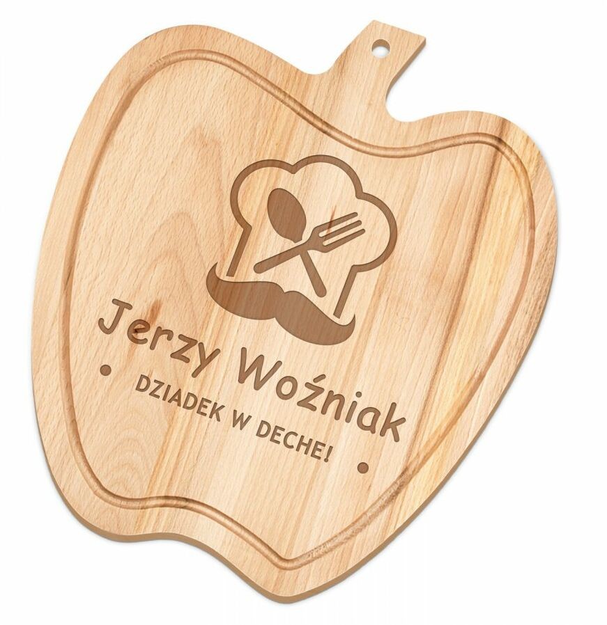 Murrano Deska drewniana do krojenia jabłko z grawerem dla dziadka DSK-JAB-010