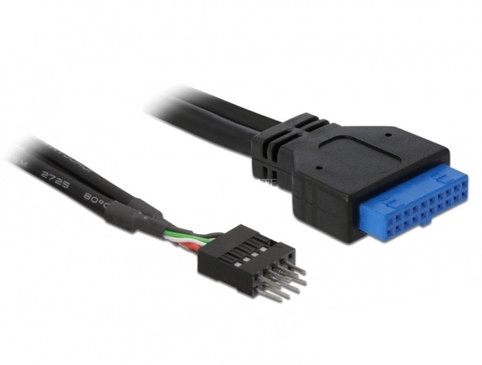 Delock USB 3.0 19 pin - USB 2.0 8 pin 60cm Czarny, Adapter