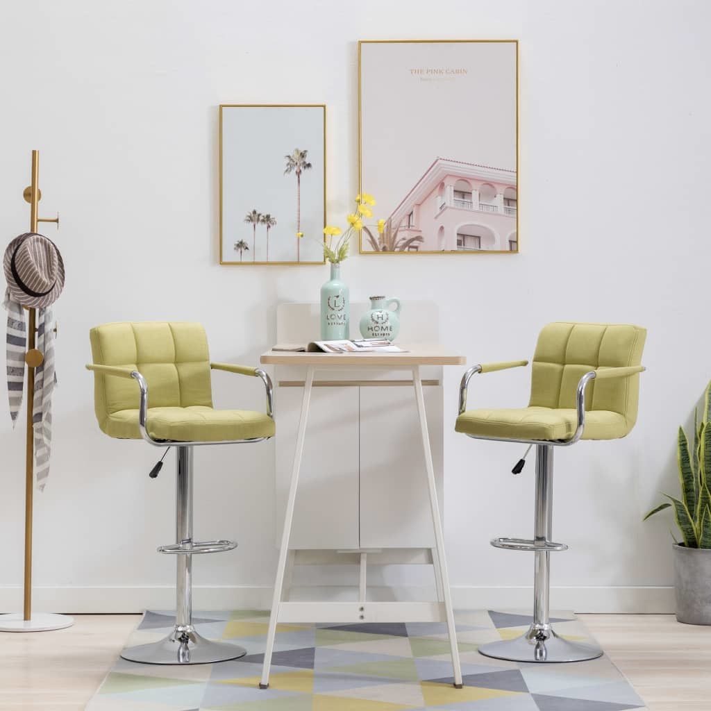 vidaXL Krzesła barowe, 2 szt., zielone, tapicerowane tkaniną
