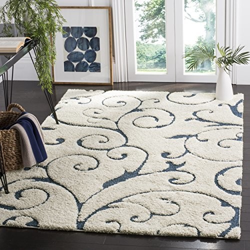 Safavieh Chester dywan Shag, poliester-mieszanka, kremowy/niebieski SG455-1165-3