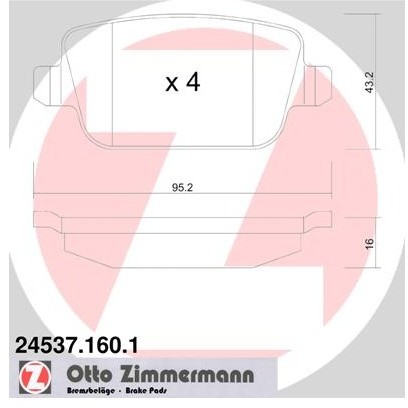 ZIMMERMANN Zestaw klocków hamulcowych, hamulce tarczowe 24537.160.1