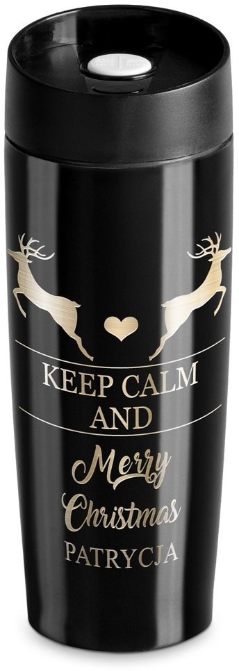 Murrano Kubek Termiczny Termos Czarny Christmas GRAWER KUB-C-019