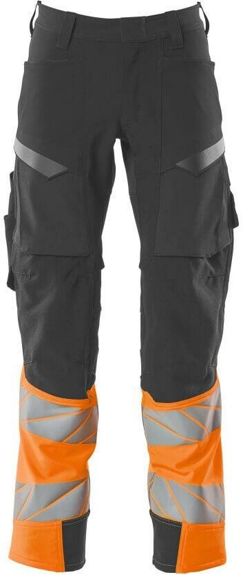 Mascot Workwear ACCELERATE SAFE SPODNIE Z KIESZENIAMI NA KOLANACH; CIEMNY ANTRACYT/POMARAŃCZ HI-VIS (82C47)