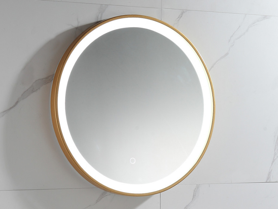 Vente-Unique Okrągłe lustro łazienkowe z podświetleniem LED NUMEA złote - Dł. 60 x Wys. 60