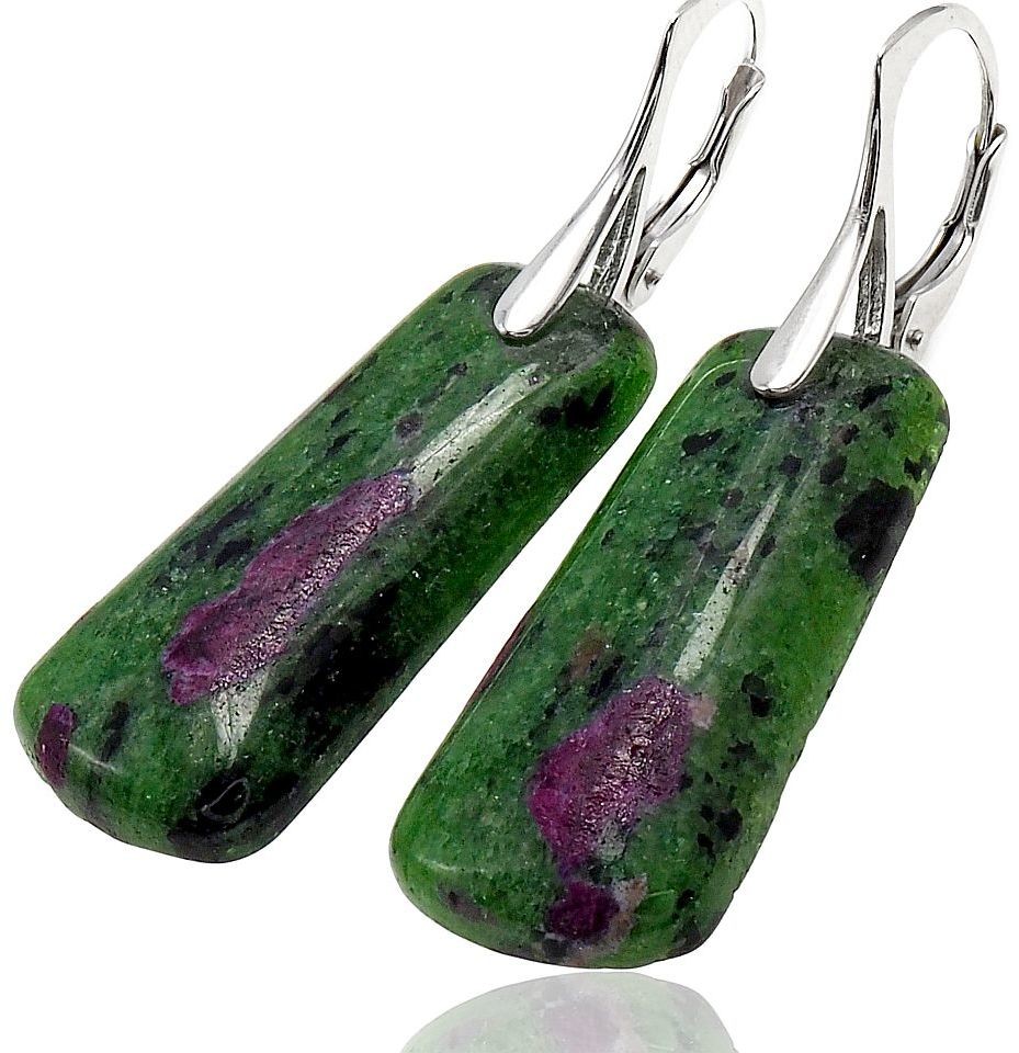 Arande RUBIN ZOISYT NATURALNE PIĘKNE KOLCZYKI SREBRO 702090