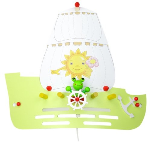 Elobra lampa ścienna żaglowiec z żaba, zielony w odcieniu liści lipy 126400 126400