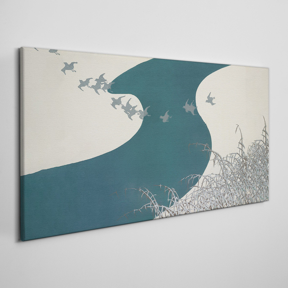 PL Coloray Obraz Canvas Rzeka Zima Śnieg Ptaki 120x60cm