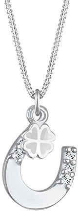 Elli Biżuteria damska od , naszyjnik z wisiorkiem w kształcie liścia koniczyny, srebro Sterling, próba 925, kryształy marki Swarovski w kolorze białym, 45 cm 0104151812_45