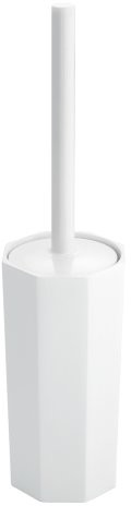 InterDesign Inter wzornictwo 92701eu mDesign Matrix dedykowana szczotka do toalety i uchwyt, plastik, biały, 10,41 x 10,41 x 39,88 cm 92701