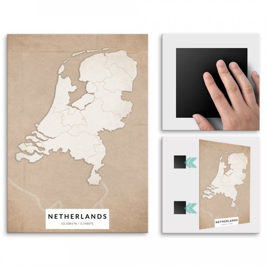 Pix4home Plakat metalowy Mapa Vintage Holandia L POS-L-04348