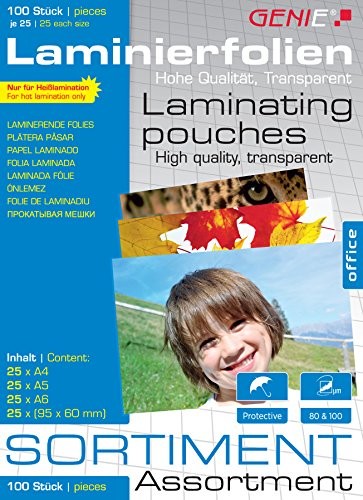Genie foliami do laminowania asortyment firmy Pack (do wyboru) 100 sztuk 4015468102605