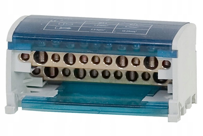 Blok rozdzielczy dwubiegunowy 125A - 2x11 otworów