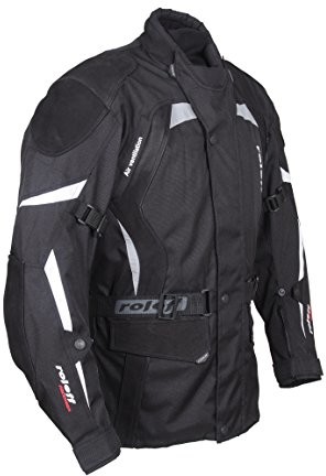 ROLEFF RACEWEAR Długa Textil motocykl kurtka z skóra nubukowa i ochraniacze, czarna, 7XL - 76/78, czarny 594xxxxxxxl