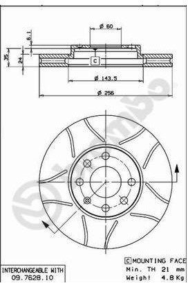 BREMBO Tarcza hamulcowa 09.7628.75