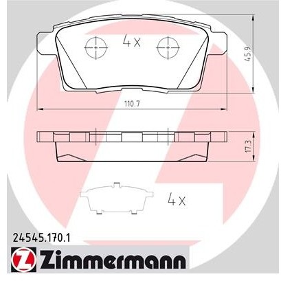 ZIMMERMANN Zestaw klocków hamulcowych, hamulce tarczowe 24545.170.1