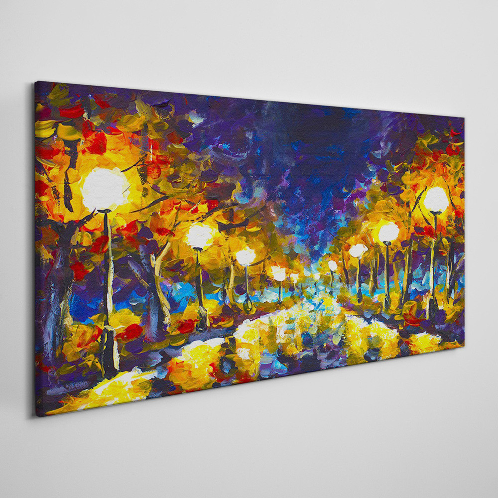 PL Coloray Obraz Canvas malarstwo noc latarnie 140x70cm