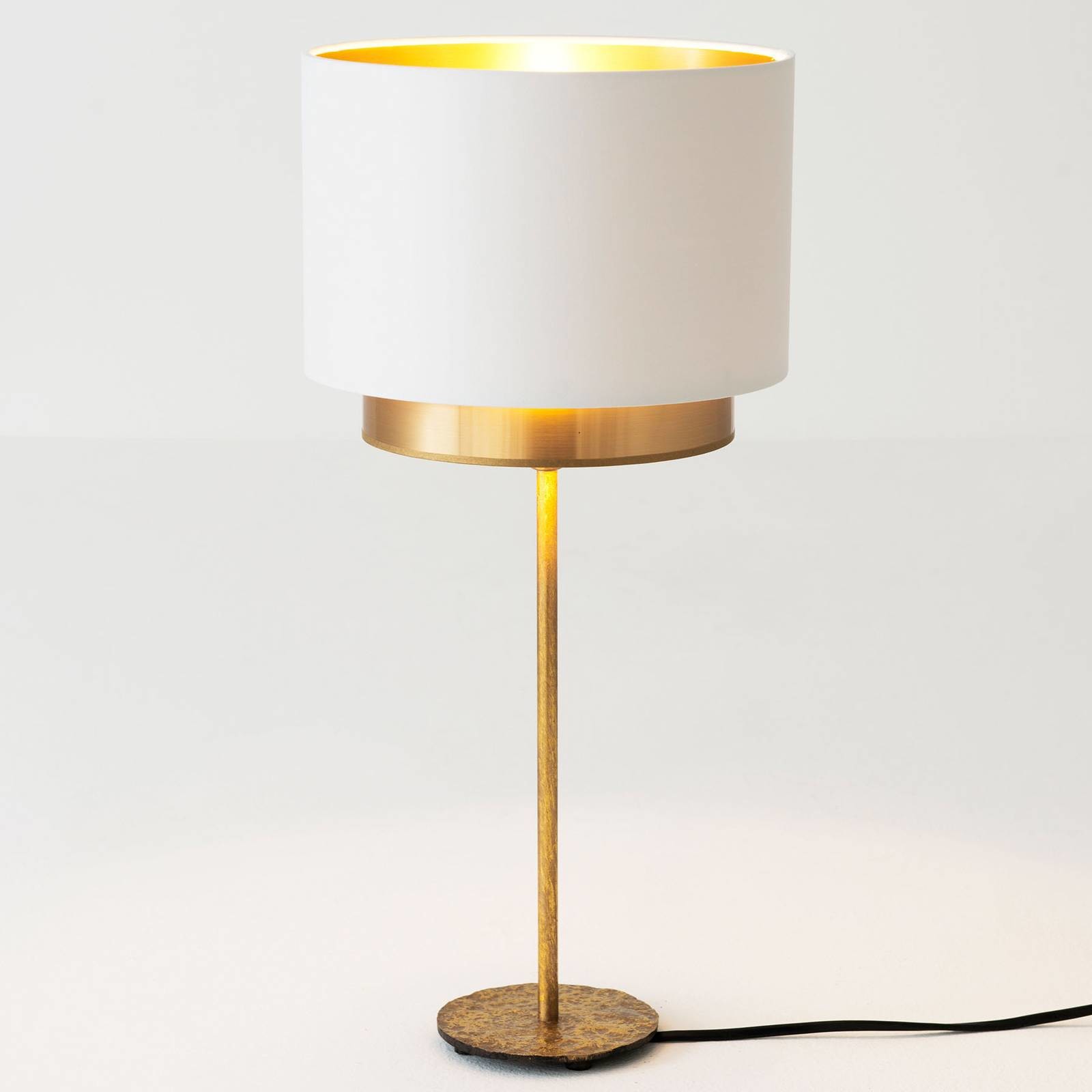 Hollander Lampa stołowa Mattia jedwab biała/złota