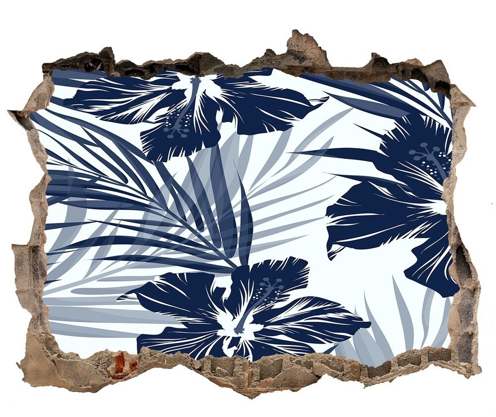 Wallmuralia.pl Naklejka 3D dziura na ścianę Tropikalne kwiaty