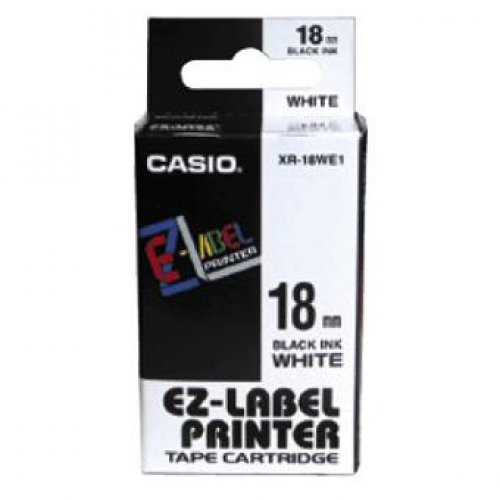 Casio oryginalny taśma do drukarek etykiet, , XR-18WE1, czarny druk/biały p