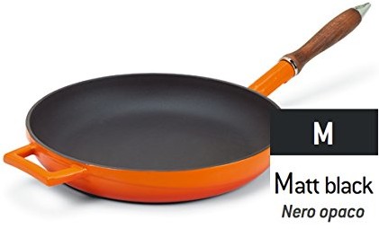 Pentole Agnelli pentole agnelli coghsfp11124 M Slow Cook Patelnia wykonana z uchwytem z drewna, 24 cm, w kolorze czarnym COGHSFP11124M