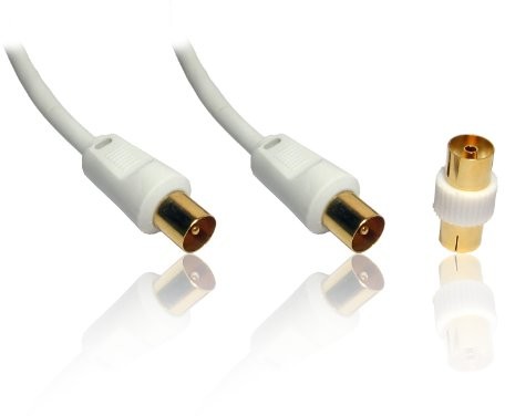 CDL Micro 10 m Gold TV koaksjalny przewód antenowy męski na męski z adapter (puszka do puszki) 5055313613909