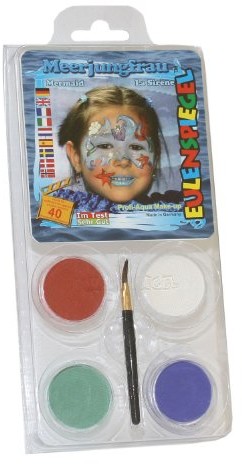 Eulenspiegel Profi-Schminkfarben GmbH Eulenspiegel 204528  lusterko kosmetyczne zestaw Syrenka, pędzla i zgodnie z instrukcją, 4 kolorach 4028362204528