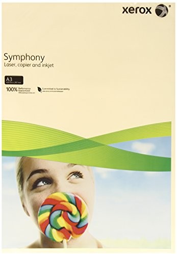 Xerox 003r92203 kolorowy papier do drukarki papier do Symphony Pastel, DIN A3, 80 G/M, 500 arkuszy papieru, doskonale nadaje się do kolorowych drukarek laserowych i atramentowych, kość słoniowa 003R92203