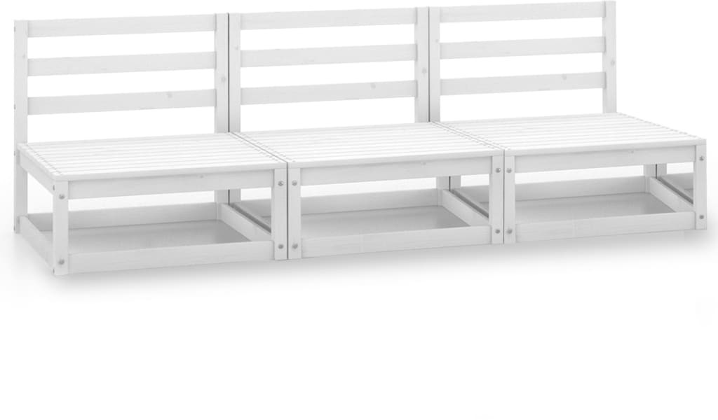 vidaXL 3-osobowa sofa ogrodowa, biała, lite drewno sosnowe
