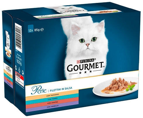 Purina Gourmet Perle Adult Fileciki Mix smaków w sosie Mokra Karma dla kota op 12x85g