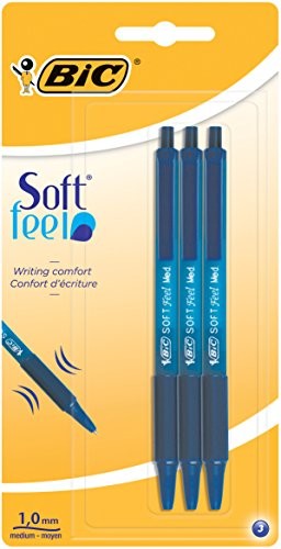 BIC druku długopis Soft Feel Clic Grip, 0,4 MM, Blister po 3 sztuki, niebieskie 837396