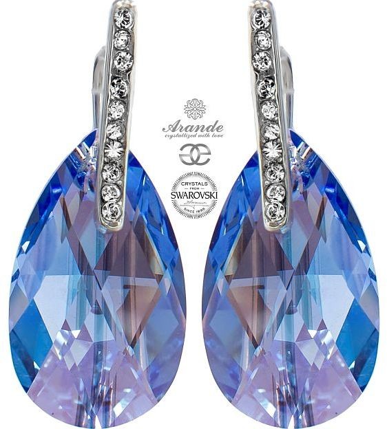 Swarovski ozdobne kolczyki SAPPHIRE SHIMMER SREBRO