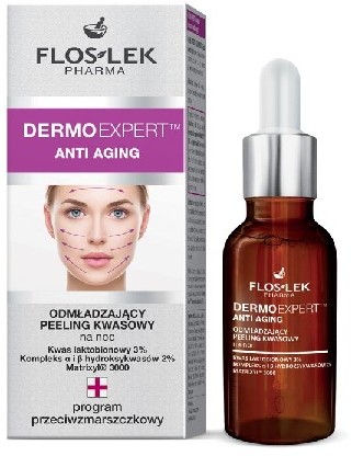Floslek Pharma Dermo Expert Anti Aging Peeling kwasowy odmładzający na noc 30ml FLOS-LEK